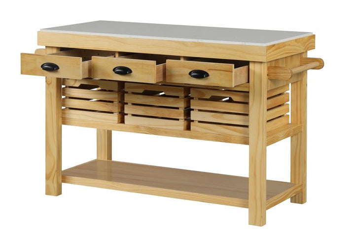 ACME Grovaam Marble & Natural Finish Kitchen Island Model AC00188 - MONAVILLA