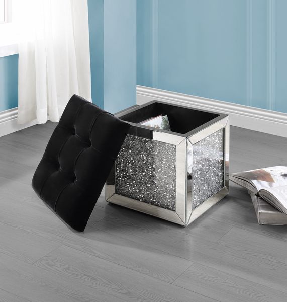 ACME Noralie Mirrored & Faux Diamonds Ottoman Model AC00530 - MONAVILLA