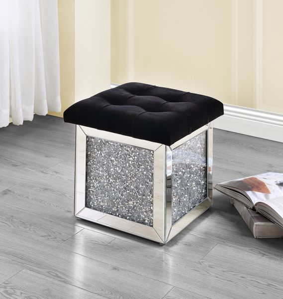 ACME Noralie Mirrored & Faux Diamonds Ottoman Model AC00530 - MONAVILLA