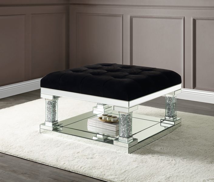 ACME Noralie Mirrored & Faux Diamonds Ottoman Model AC00537 - MONAVILLA