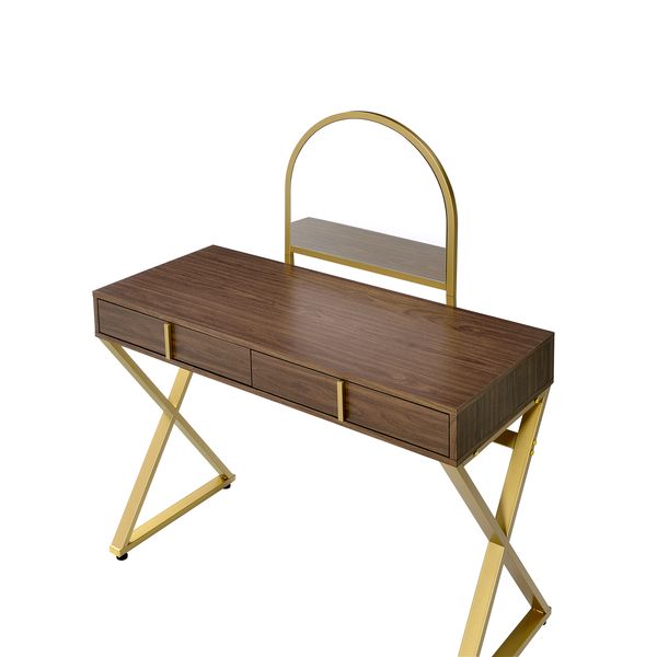 ACME Coleen Walnut & Gold Finish Vanity Desk Model AC00665 - MONAVILLA