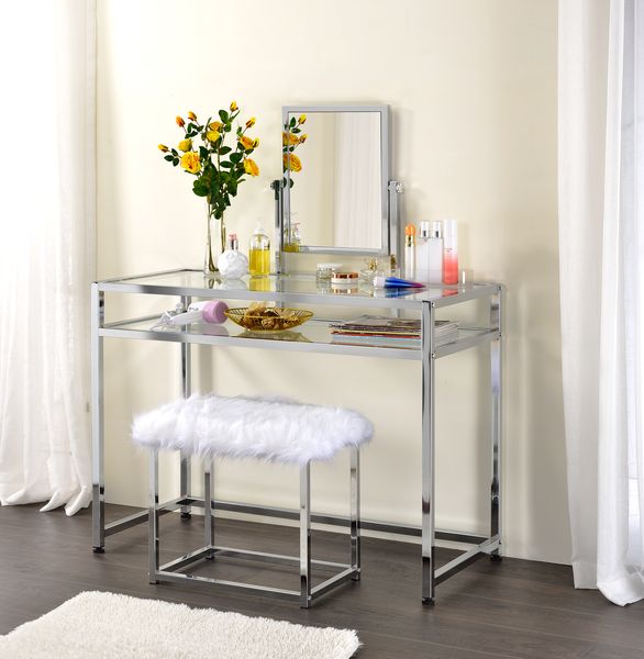 ACME Coleen Chrome Finish Vanity Desk Model AC00666 - MONAVILLA