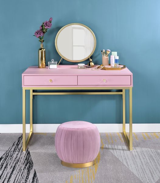 ACME Coleen Pink & Gold Finish Vanity Desk Model AC00668 - MONAVILLA