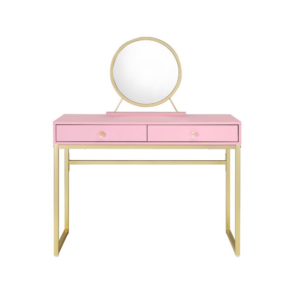 ACME Coleen Pink & Gold Finish Vanity Desk Model AC00668 - MONAVILLA