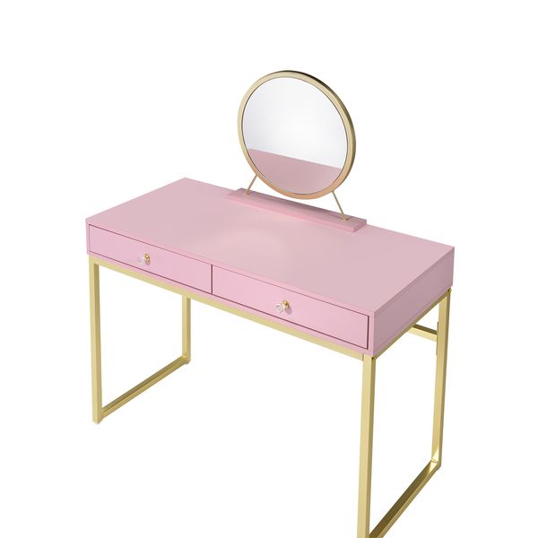 ACME Coleen Pink & Gold Finish Vanity Desk Model AC00668 - MONAVILLA