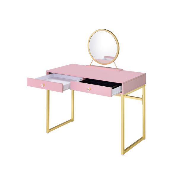 ACME Coleen Pink & Gold Finish Vanity Desk Model AC00668 - MONAVILLA