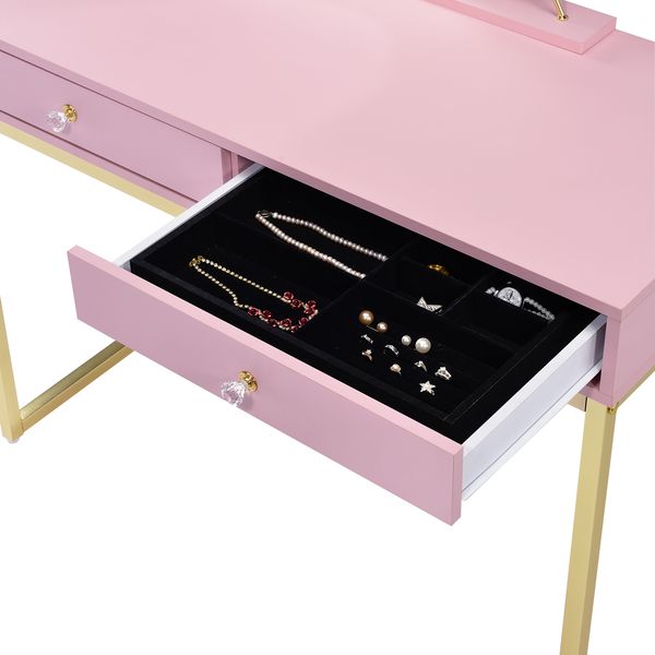ACME Coleen Pink & Gold Finish Vanity Desk Model AC00668 - MONAVILLA
