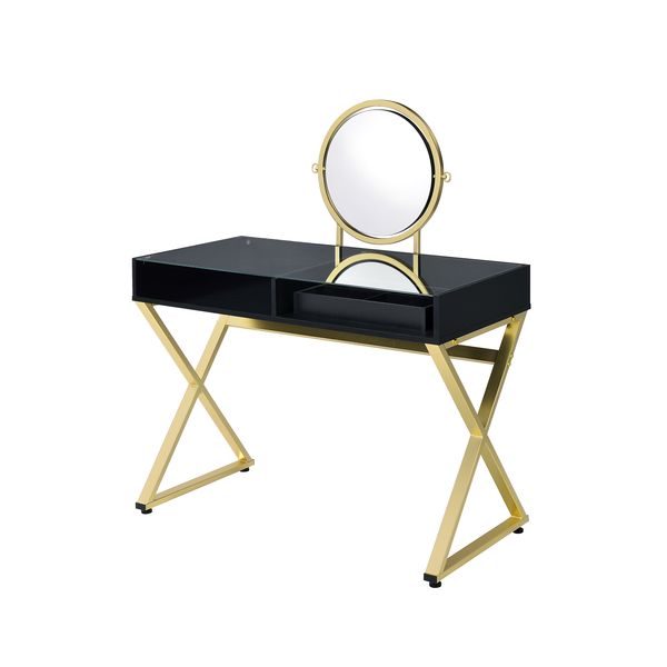 ACME Coleen Black & Gold Finish Vanity Desk Model AC00669 - MONAVILLA