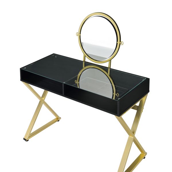ACME Coleen Black & Gold Finish Vanity Desk Model AC00669 - MONAVILLA
