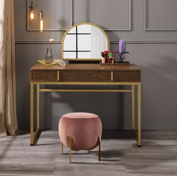 ACME Coleen Walnut & Gold Finish Vanity Desk Model AC00670 - MONAVILLA