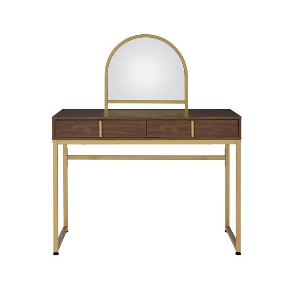 ACME Coleen Walnut & Gold Finish Vanity Desk Model AC00670 - MONAVILLA