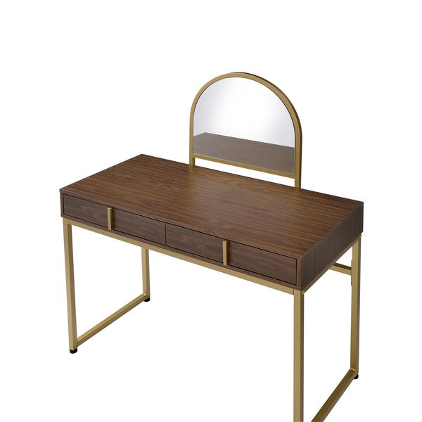 ACME Coleen Walnut & Gold Finish Vanity Desk Model AC00670 - MONAVILLA