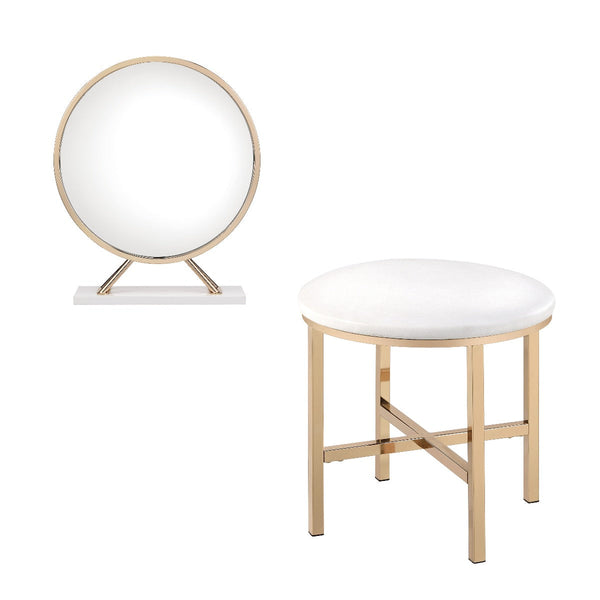 ACME Midriaks PU, White & Gold Finish Mirror Model AC00723 - MONAVILLA