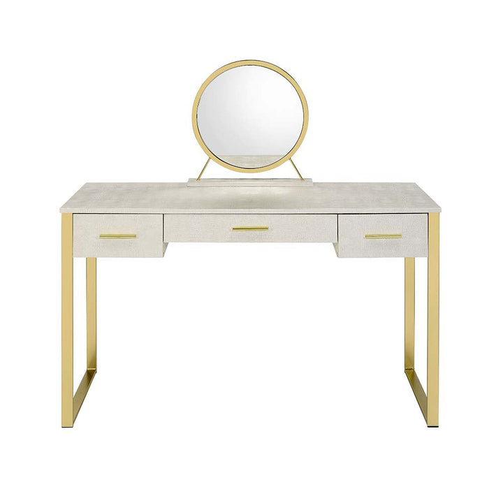 ACME Myles Antique White & Champagne Finish Vanity Desk Model AC00841 - MONAVILLA