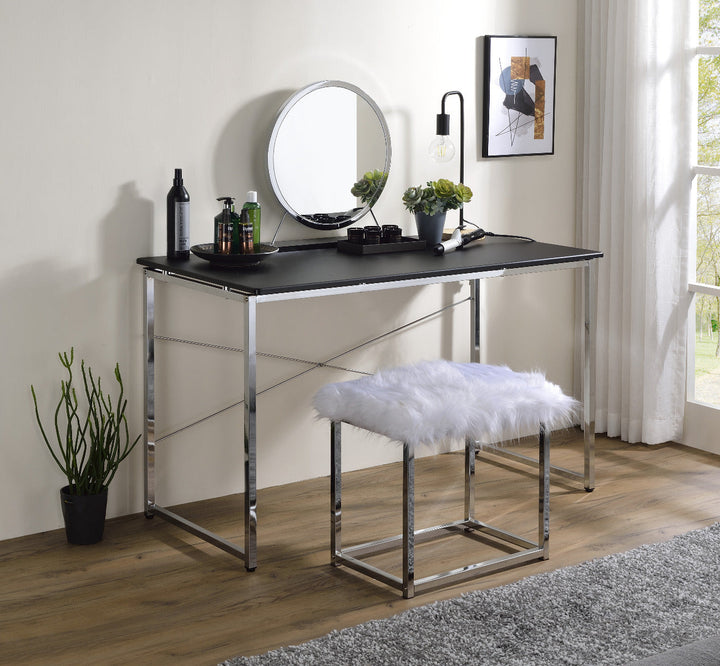 ACME Tennos Black & Chrome Finish Vanity Desk Model AC00904 - MONAVILLA