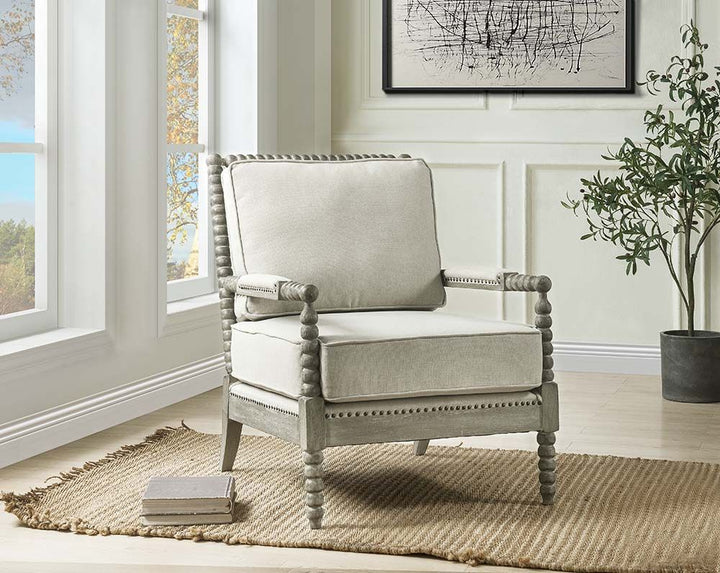 ACME Saraid Beige Linen & Gray Oak Finish Accent Chair Model AC01165 - MONAVILLA