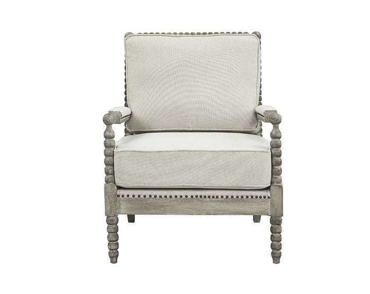 ACME Saraid Beige Linen & Gray Oak Finish Accent Chair Model AC01165 - MONAVILLA