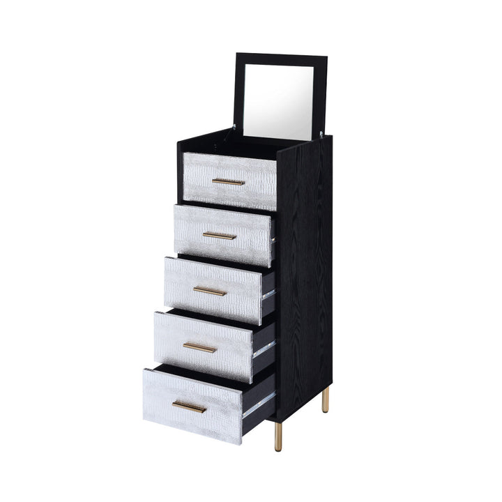 ACME Myles Black, Silver & Gold Finish Jewelry Armoire Model AC01167 - MONAVILLA