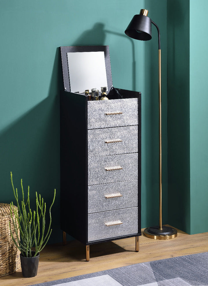 ACME Myles Black, Silver & Gold Finish Jewelry Armoire Model AC01167 - MONAVILLA