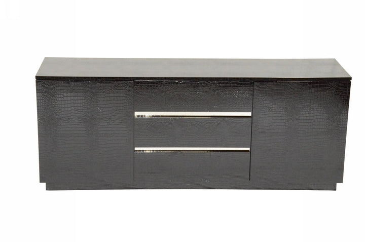 A&X Skyline Modern Black Crocodile Lacquer Buffet - MONAVILLA