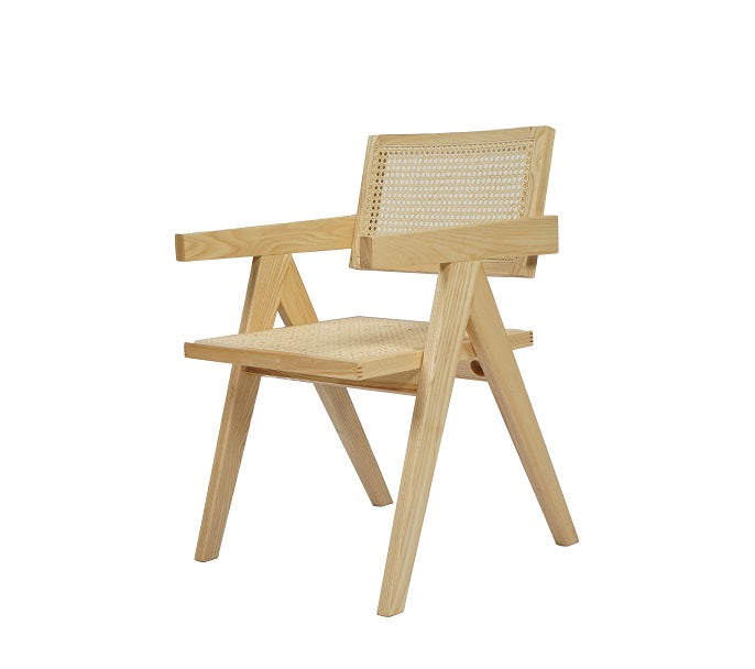 Modrest Aurora Modern Light Rattan and Natural Ash Dining Arm Chair - MONAVILLA