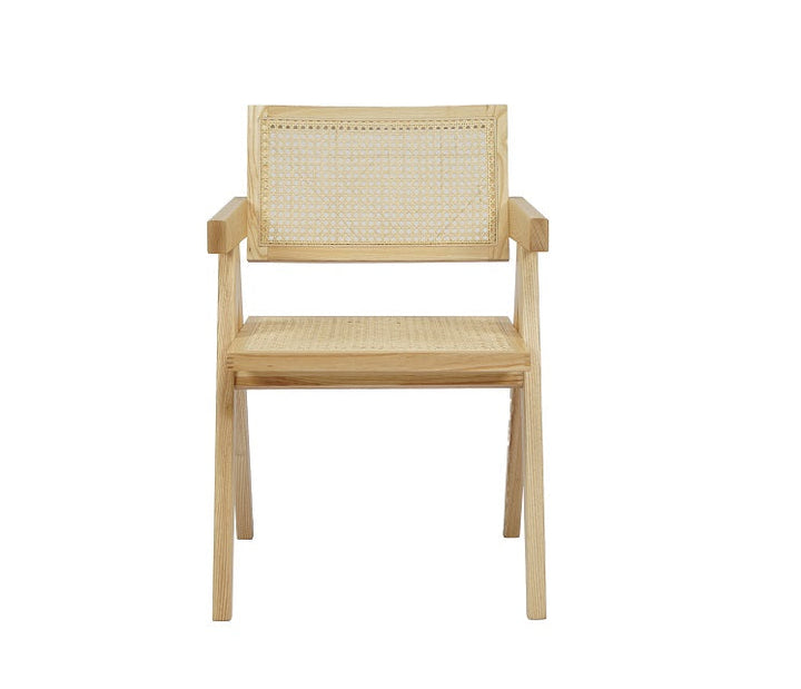 Modrest Aurora Modern Light Rattan and Natural Ash Dining Arm Chair - MONAVILLA