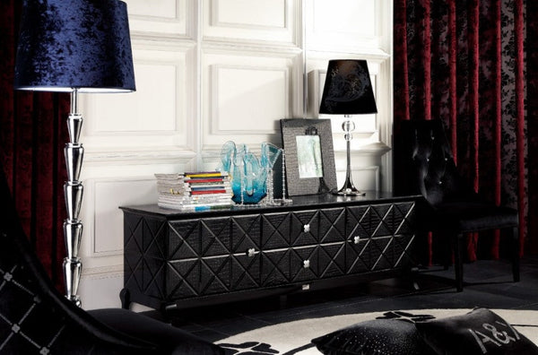 A&X Monte Cristo Black Crocodile Lacquer Entertainment Center - MONAVILLA