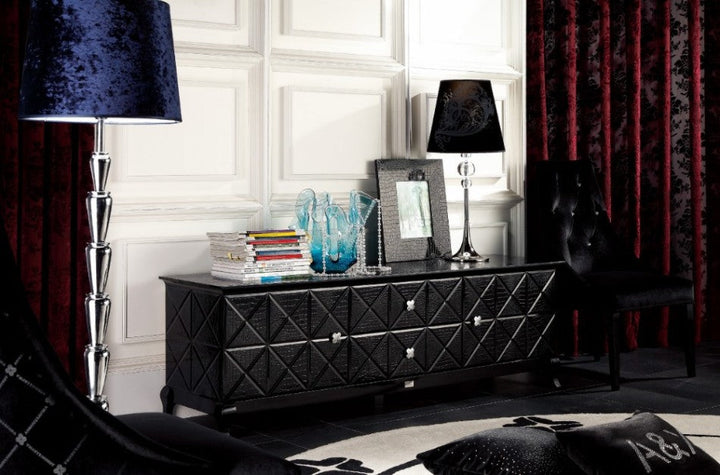 A&X Monte Cristo Black Crocodile Lacquer Entertainment Center - MONAVILLA