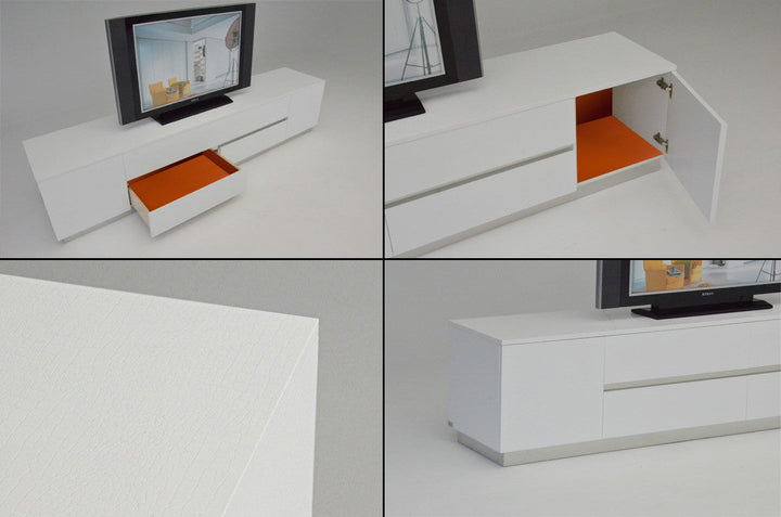 A&X Skyline Modern White Crocodile TV Entertainment Center - MONAVILLA