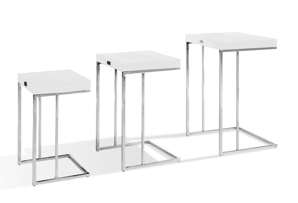 A&X Amelia Modern White Crocodile Lacquer Nesting Table Set - MONAVILLA