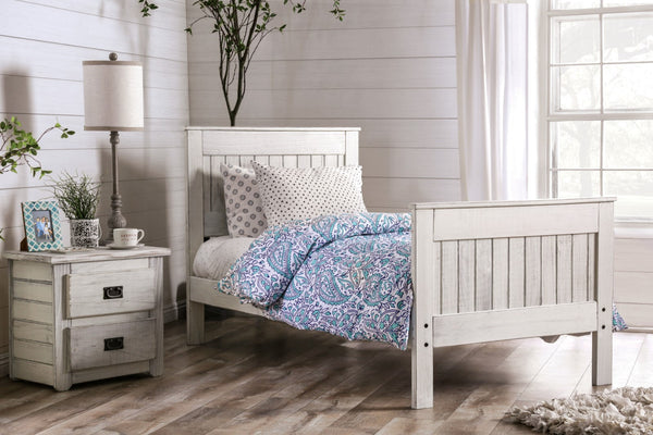 Furniture Of America Rockwall Weathered White Rustic Twin Bed Model AM7973WH-T-BED - MONAVILLA