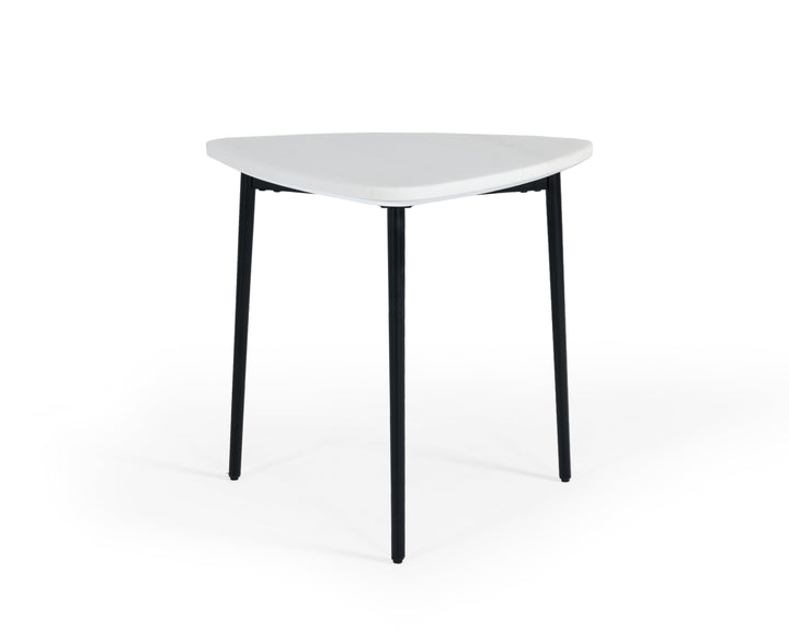 Modrest Andros White Marble & Black Metal End Table - MONAVILLA