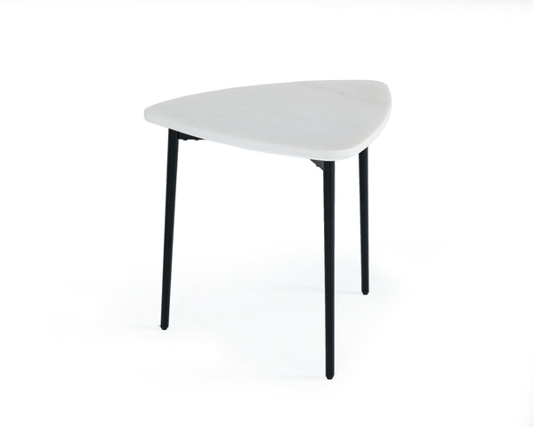 Modrest Andros White Marble & Black Metal End Table - MONAVILLA