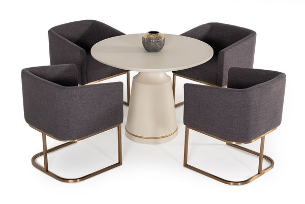 Modrest Yukon Modern Grey Fabric & Antique Brass Dining Chair - MONAVILLA