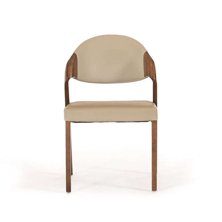 Modrest Arlo Mid Century Beige & Walnut Dining Chair (Set of 2) - MONAVILLA