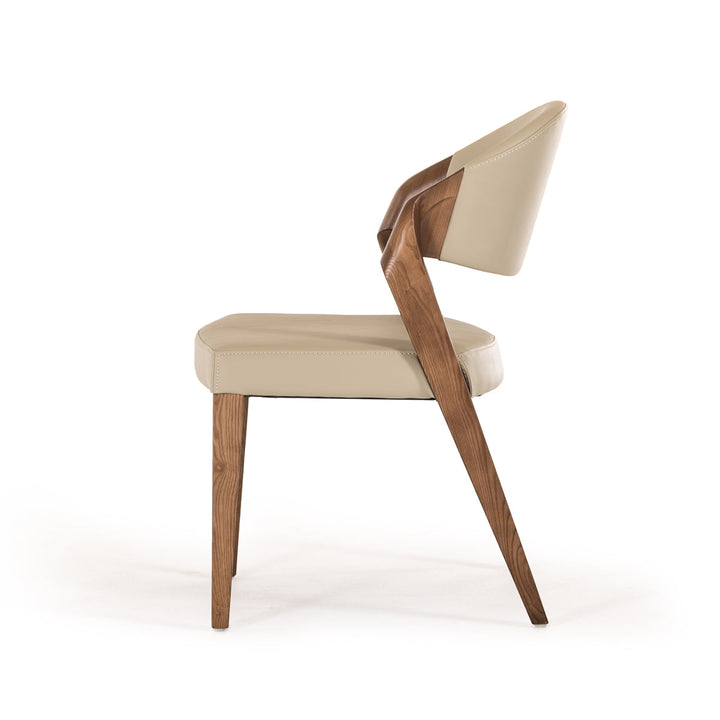 Modrest Arlo Mid Century Beige & Walnut Dining Chair (Set of 2) - MONAVILLA