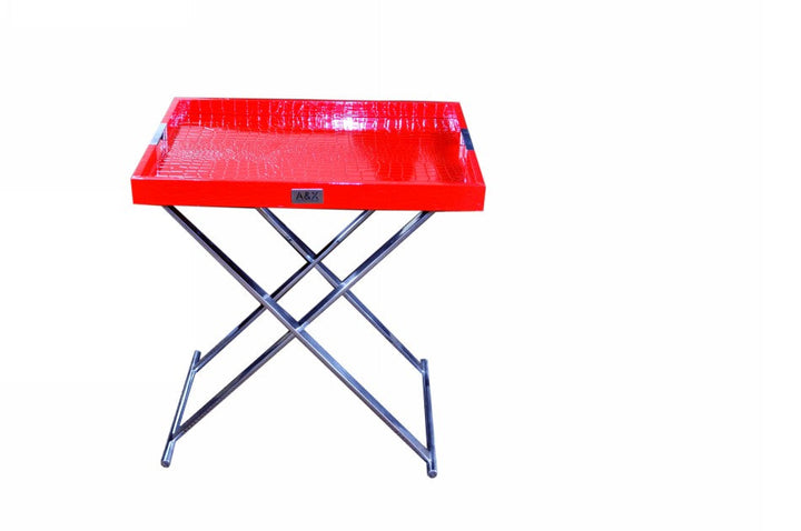 A&X Cecilia Red Crocodile Tray Table - MONAVILLA