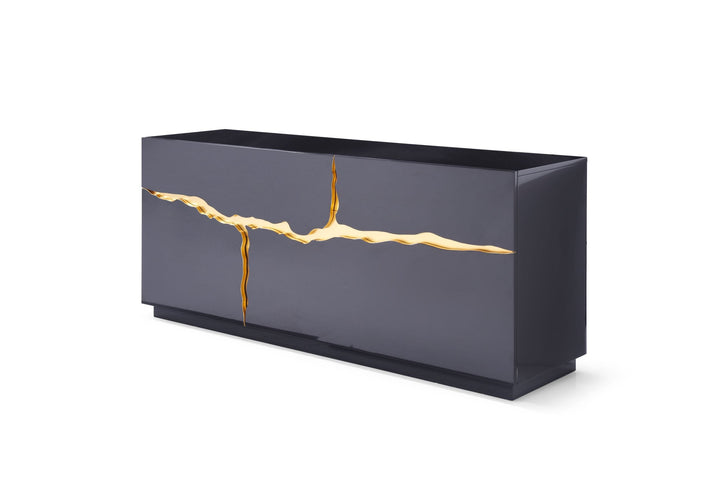 Modrest Aspen Modern High Gloss Black & Gold Buffet - MONAVILLA