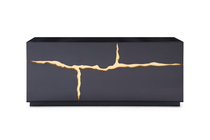 Modrest Aspen Modern High Gloss Black & Gold Buffet - MONAVILLA