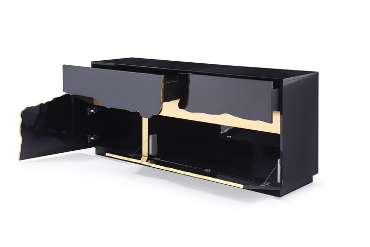 Modrest Aspen Modern High Gloss Black & Gold Buffet - MONAVILLA