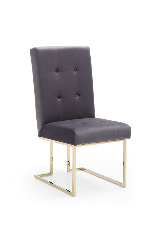 Modrest Legend Modern Grey Fabric & Gold Dining Chair (Set of 2) - MONAVILLA