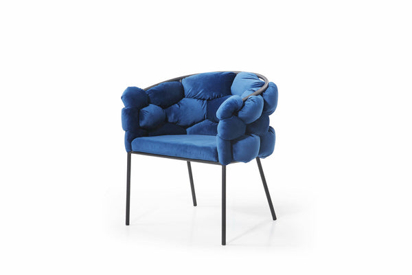 Modrest Debra Modern Blue Fabric Dining Chair - MONAVILLA