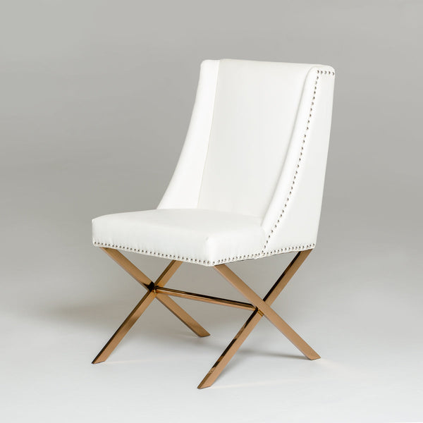 Modrest Alexia Modern White & Rosegold Dining Chair - MONAVILLA