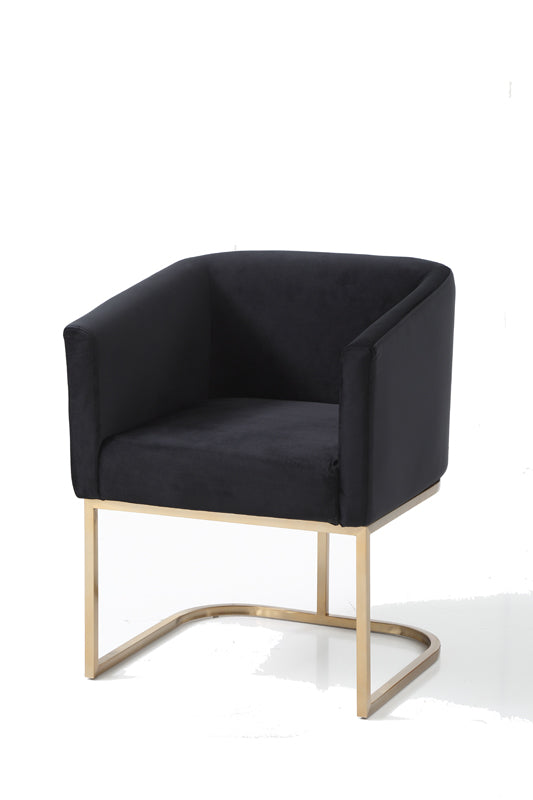 Modrest Yukon Modern Black Velvet & Gold Dining Chair - MONAVILLA