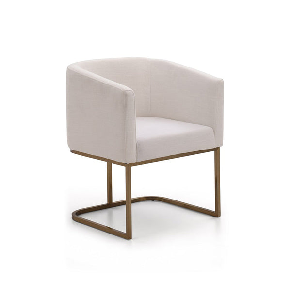 Modrest Yukon Modern White Fabric and Antique Brass Dining Chair - MONAVILLA