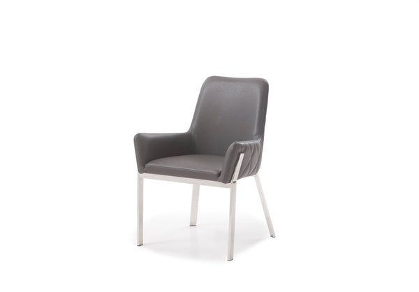 Modrest Robin Modern Grey Bonded Leather Dining Chair - MONAVILLA