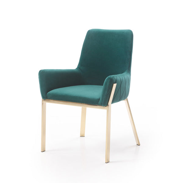 Modrest Robin Modern Green Velvet & Gold Dining Chair - MONAVILLA