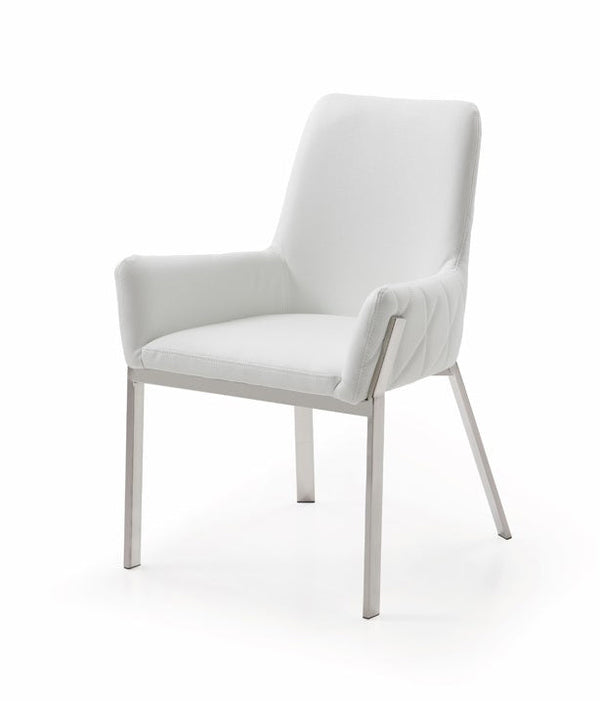 Modrest Robin Modern White Bonded Leather Dining Chair - MONAVILLA