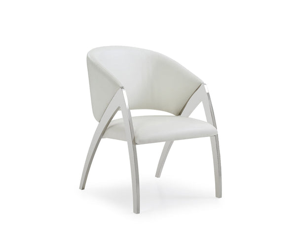 Modrest Rabia Modern White Leatherette Accent Chair - MONAVILLA