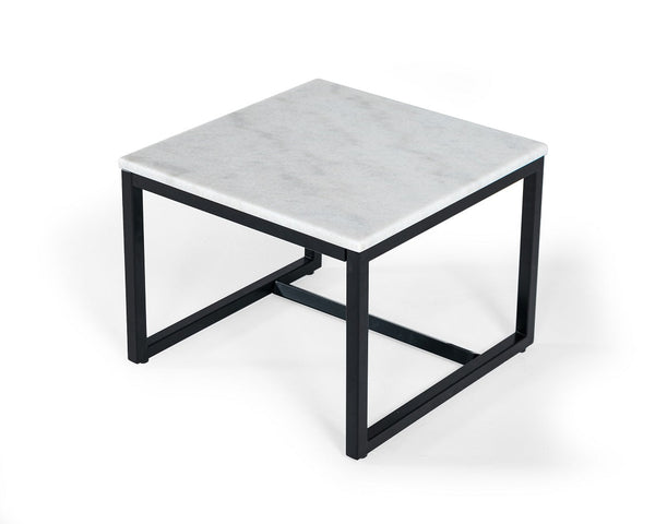Modrest Baca White Marble & Black Metal End Table - MONAVILLA